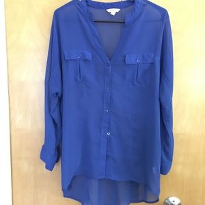 Candies sheer blouse. Blue. 3/4 sleeve. Medium